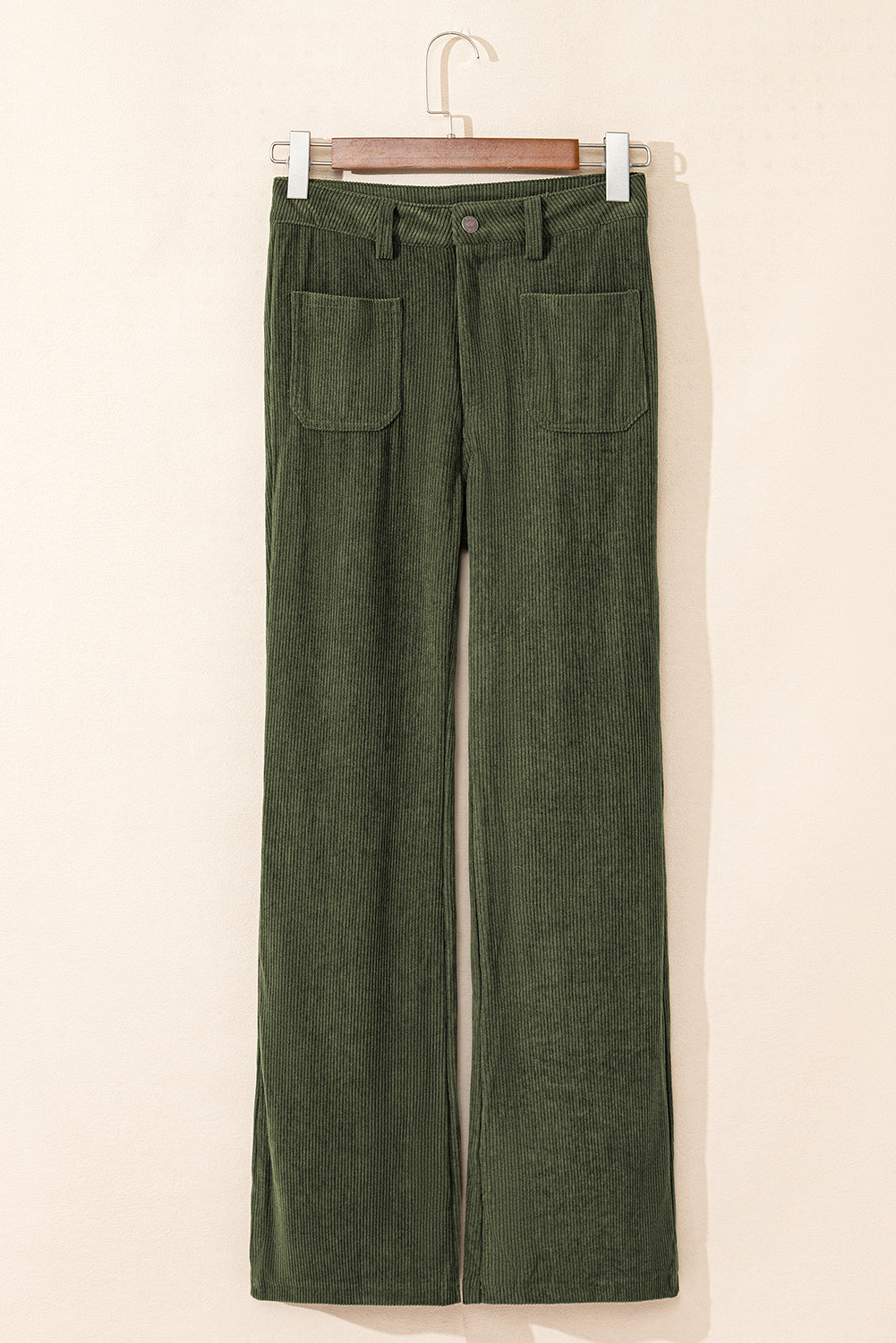 High Waist Square Pockets Corduroy Pants