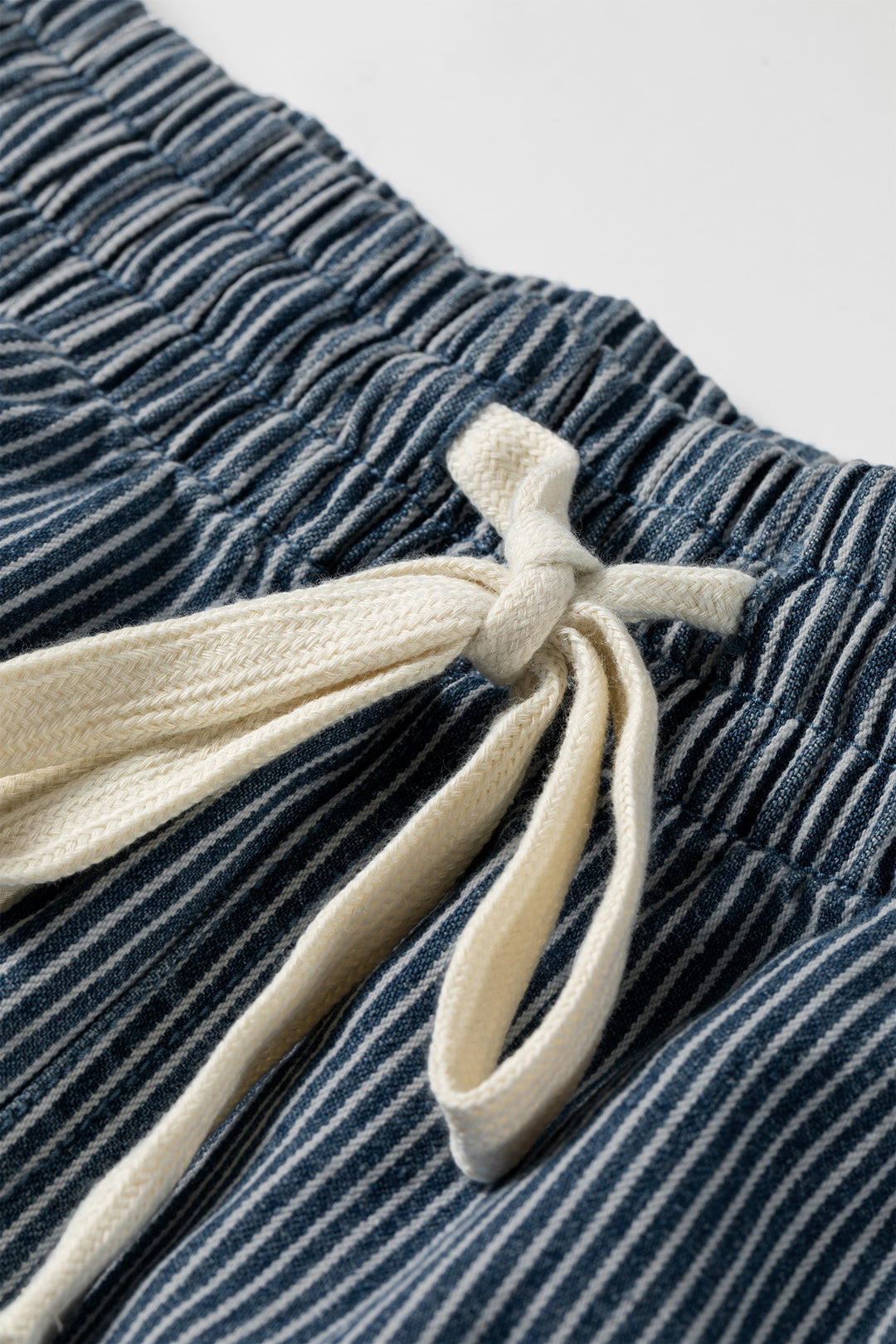 Stripe Plus Size Contrast Drawstring Elastic Waist Denim Shorts
