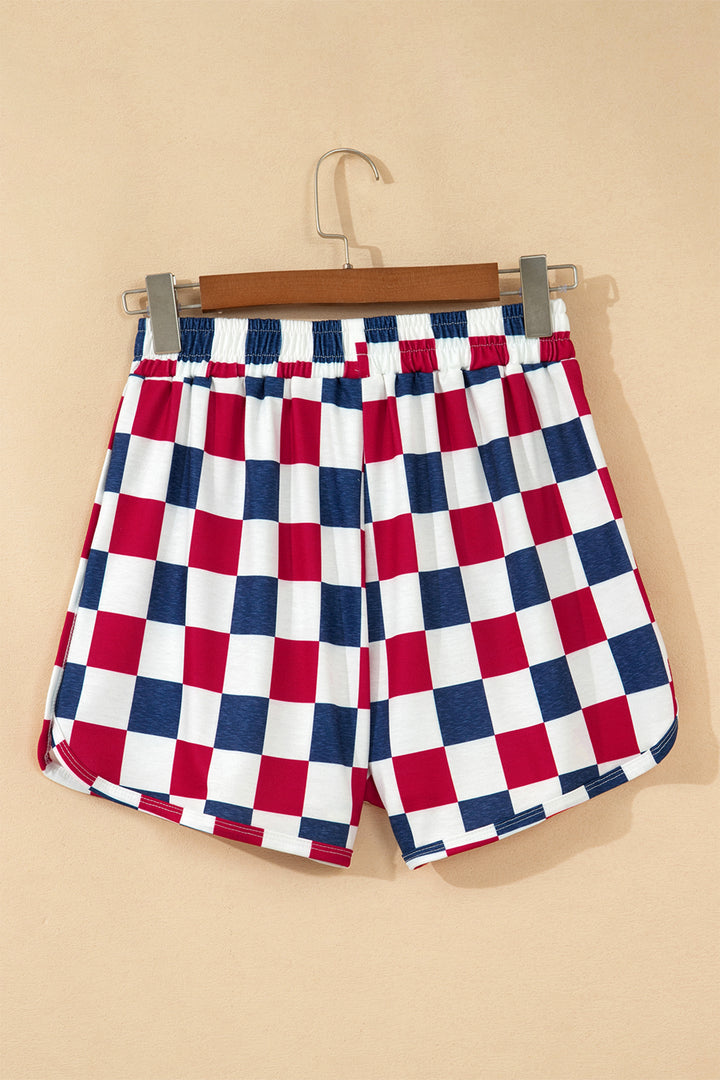 Red Independence Day Checkered Shorts