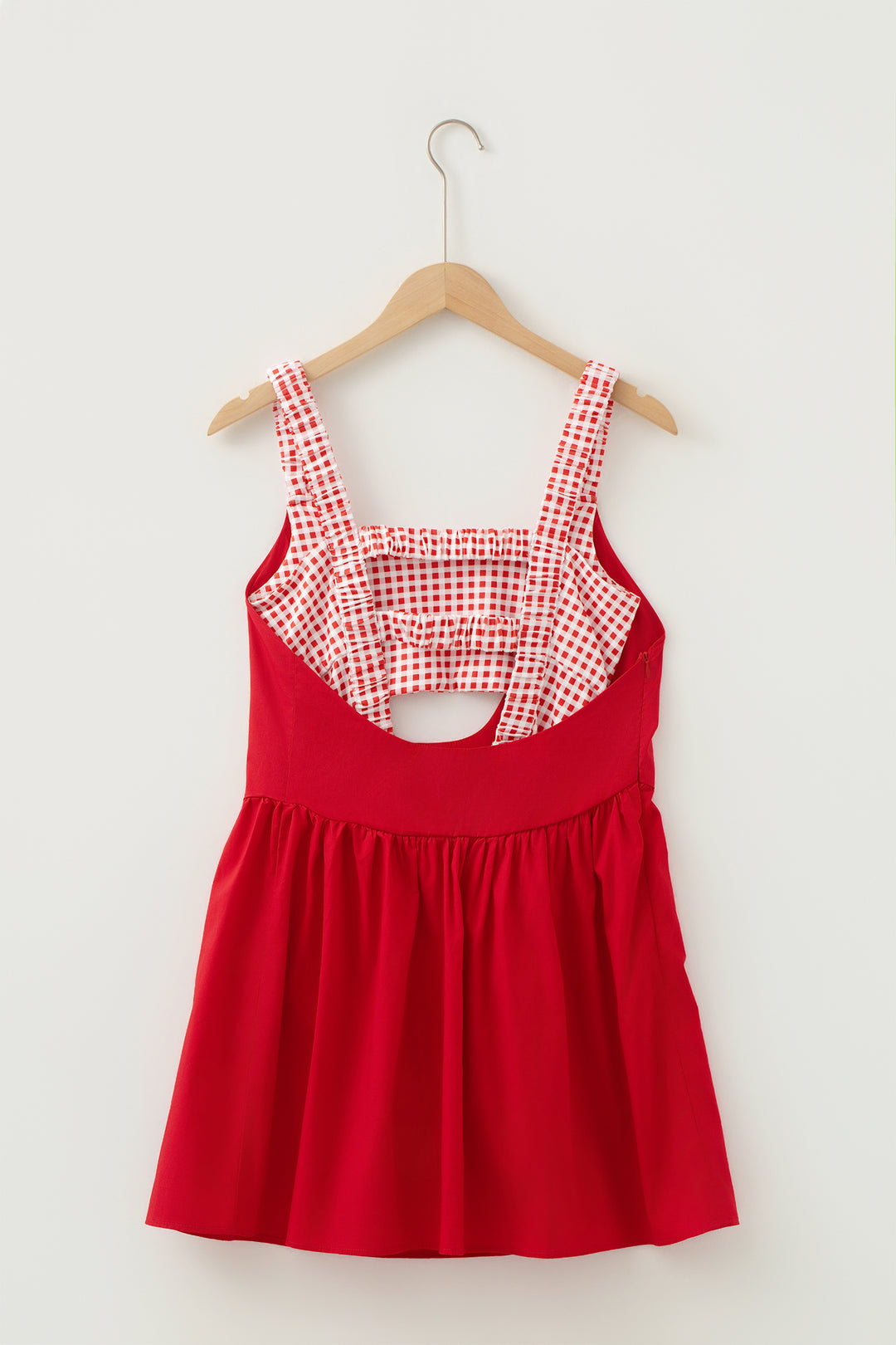 Two Piece Gingham Contrast Patchwork Loose Mini Dress