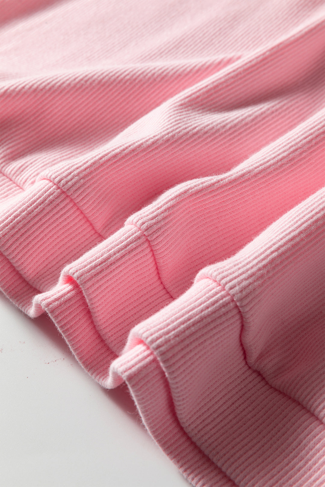 Pink 3d Ribbed XOXO Heart Embroidered Drop Shoulder Sweatshirt