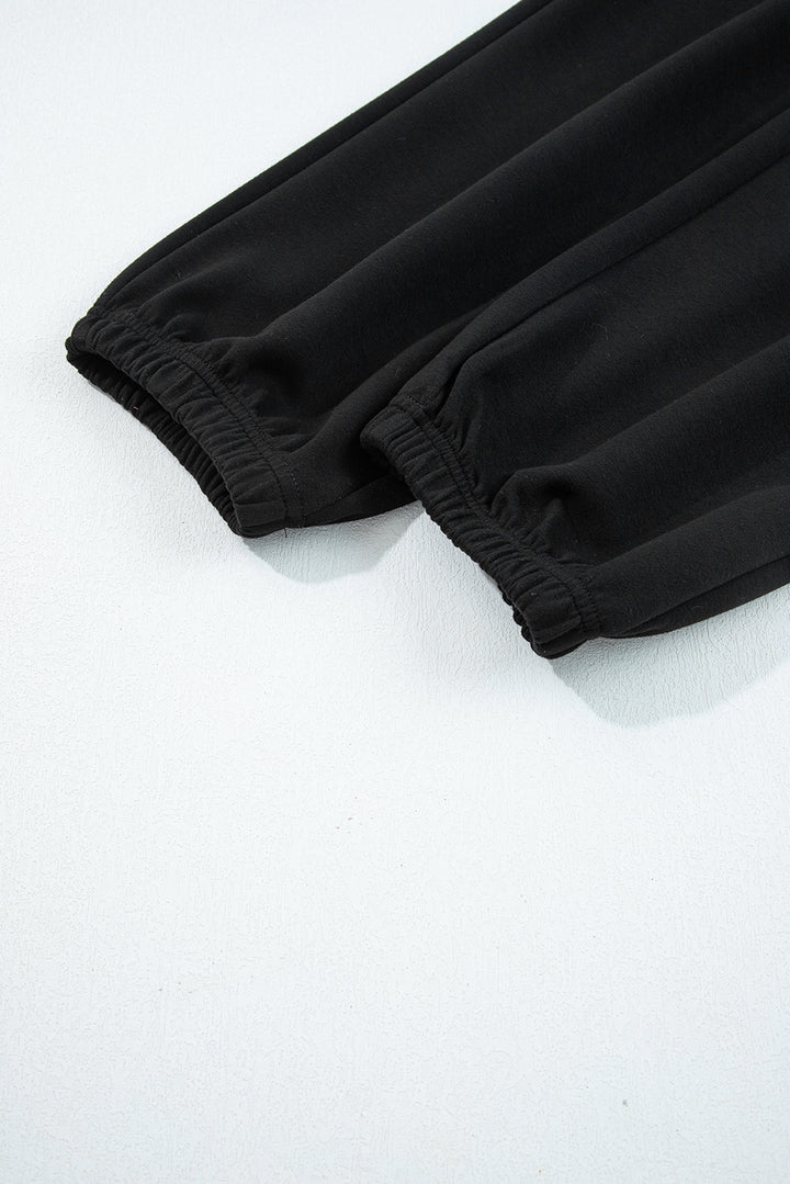 Zip Collar Long Sleeve Top Drawstring Pants Set