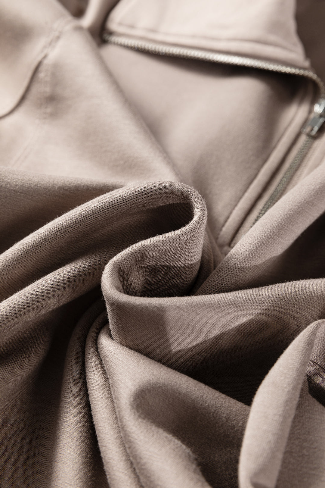 Zip Collar Long Sleeve Top Drawstring Pants Set