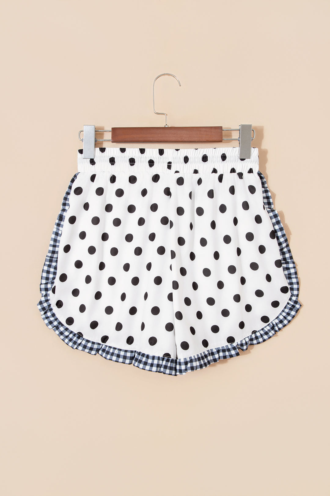 Polka Dot Contrast Ruffle Trim Shorts