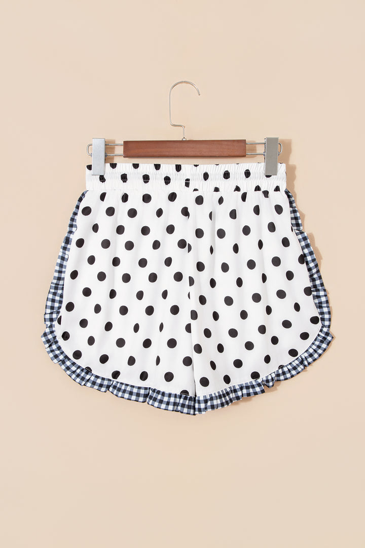 Polka Dot Contrast Ruffle Trim Shorts