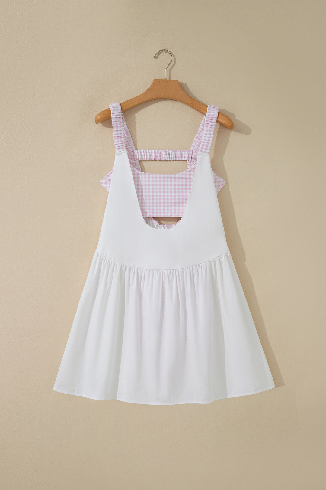 Two Piece Gingham Contrast Patchwork Loose Mini Dress