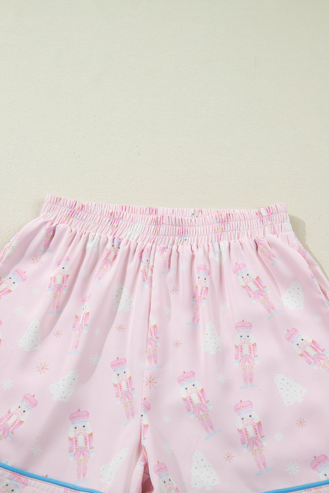 Pink Bow Tie Front Christmas Nutcracker Long Sleeve Shirt Shorts Pajama Set