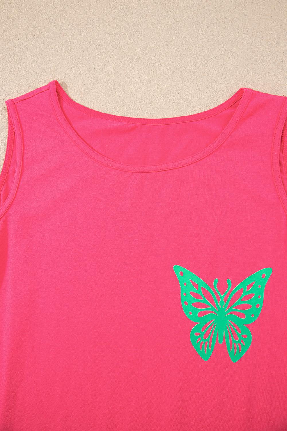 Sachet Pink Butterfly Graphic Summer Tank Top