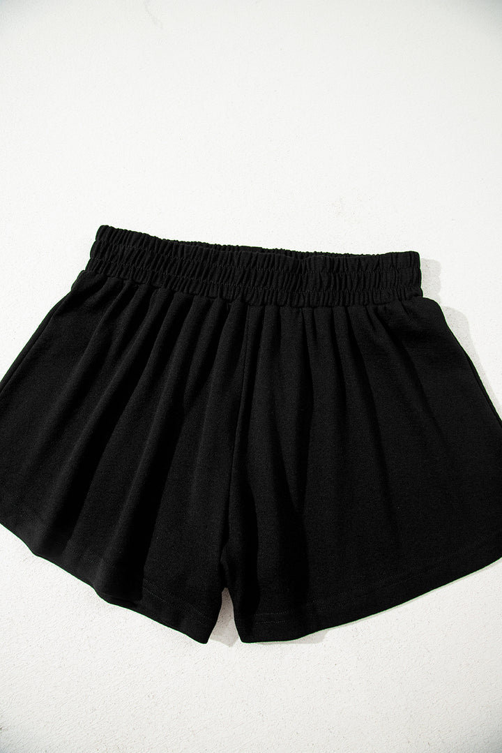 Black 3 Pcs Crop Tank Top Shorts with Cardigan Lounge Set