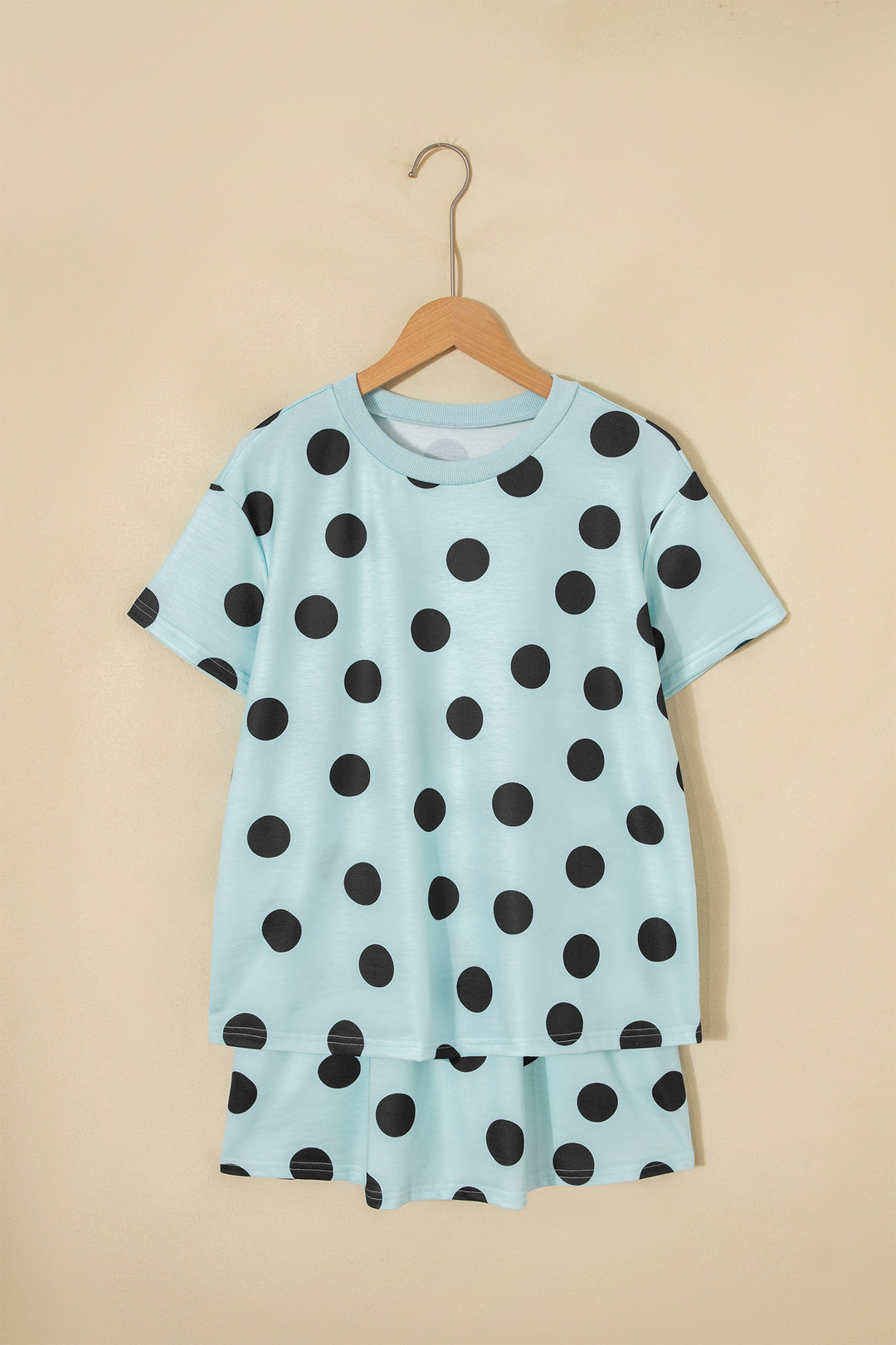 Polka Dot Short Sleeve Top Casual Skort 2pcs Outfit