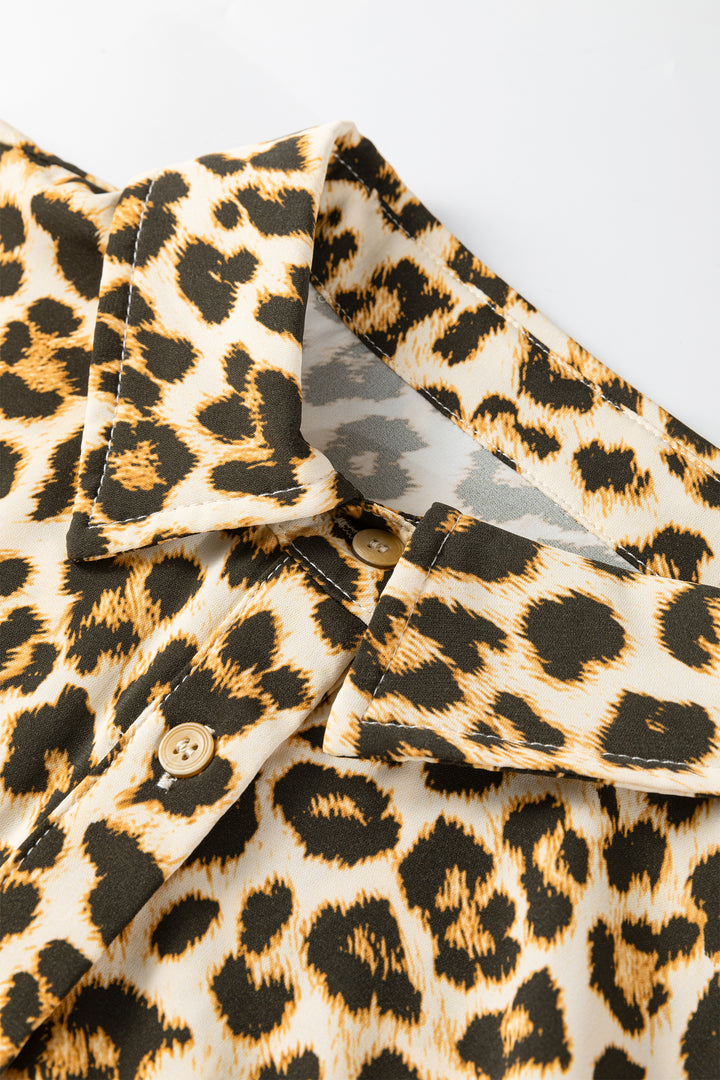 Khaki Contrast Edge Leopard Shirt