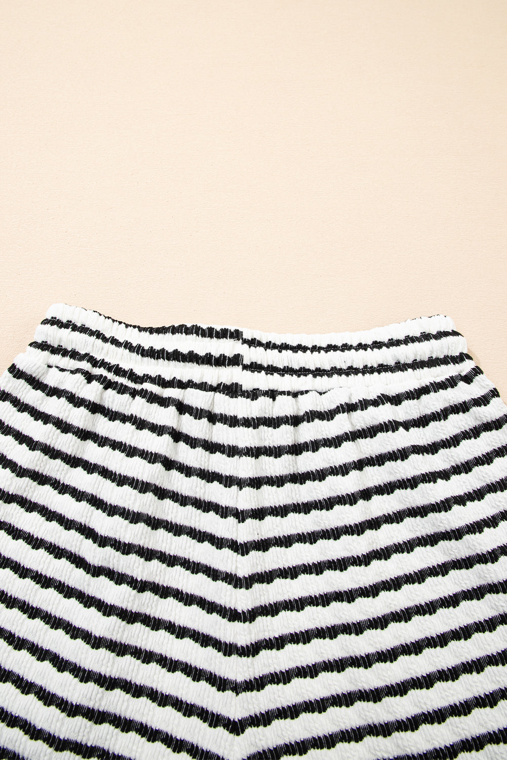 Stripe Knitted Short Sleeve Top and Drawstring Shorts Set