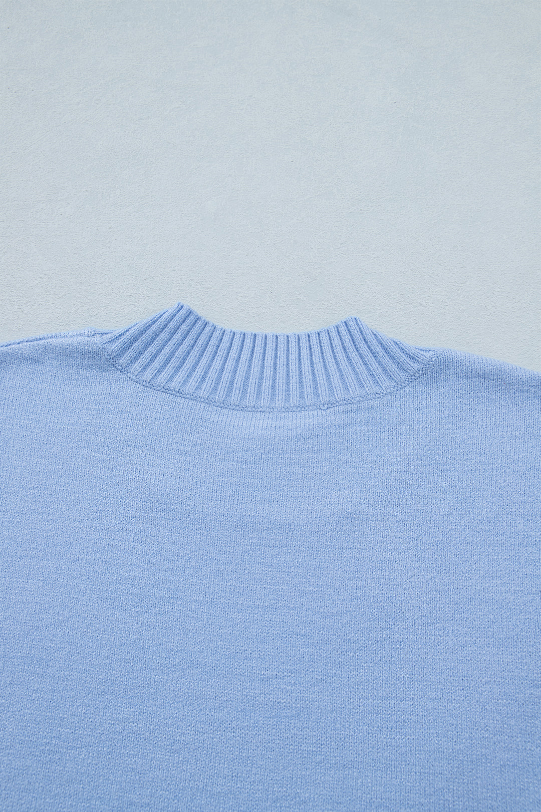 Solid Color Ribbed Trim Round Neck Ruffle Short Sleeve Sweater