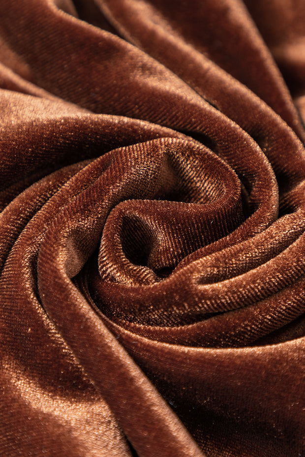 a close up of a brown velvet fabric