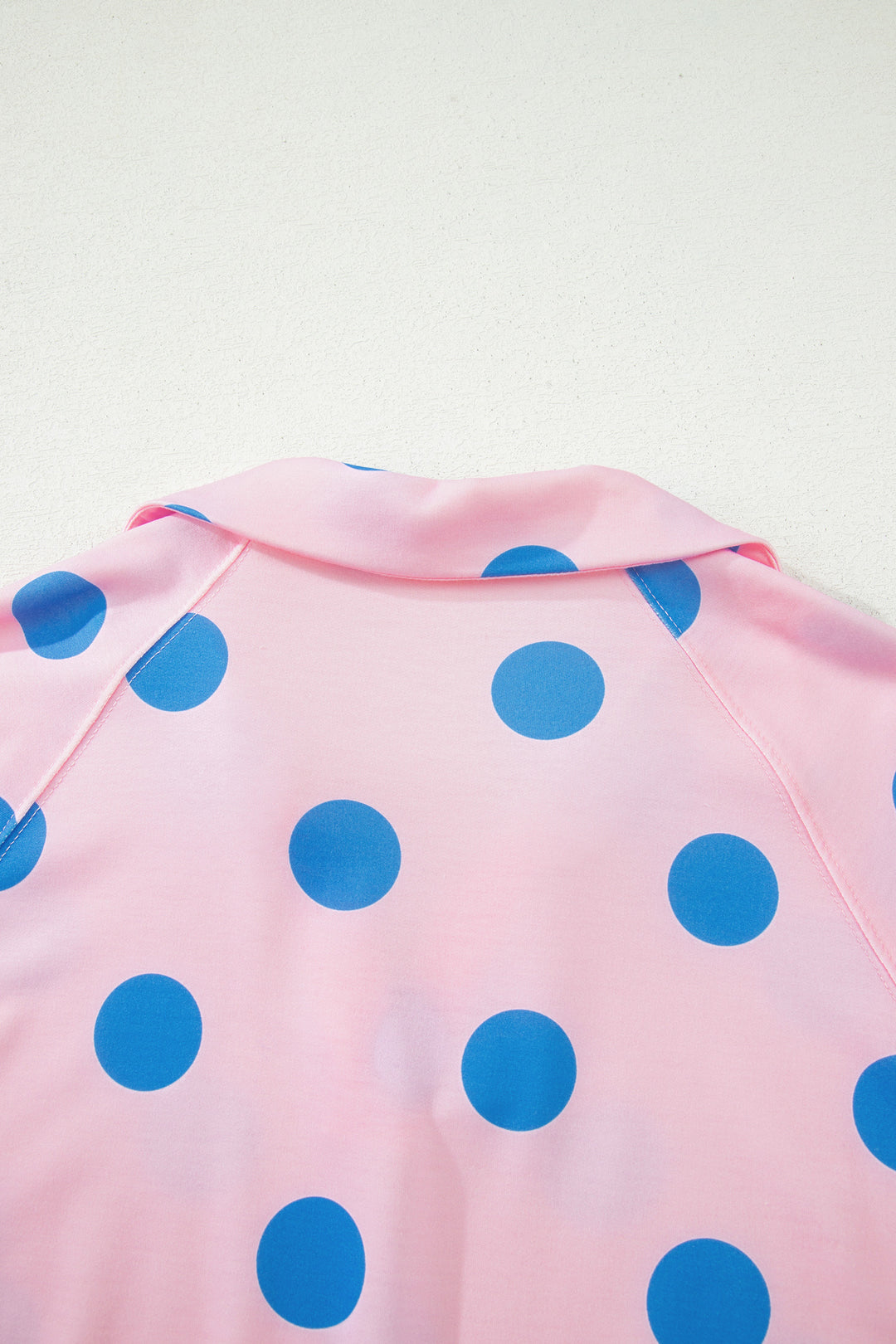 Polka Dot Print V Neck Tee Short Set