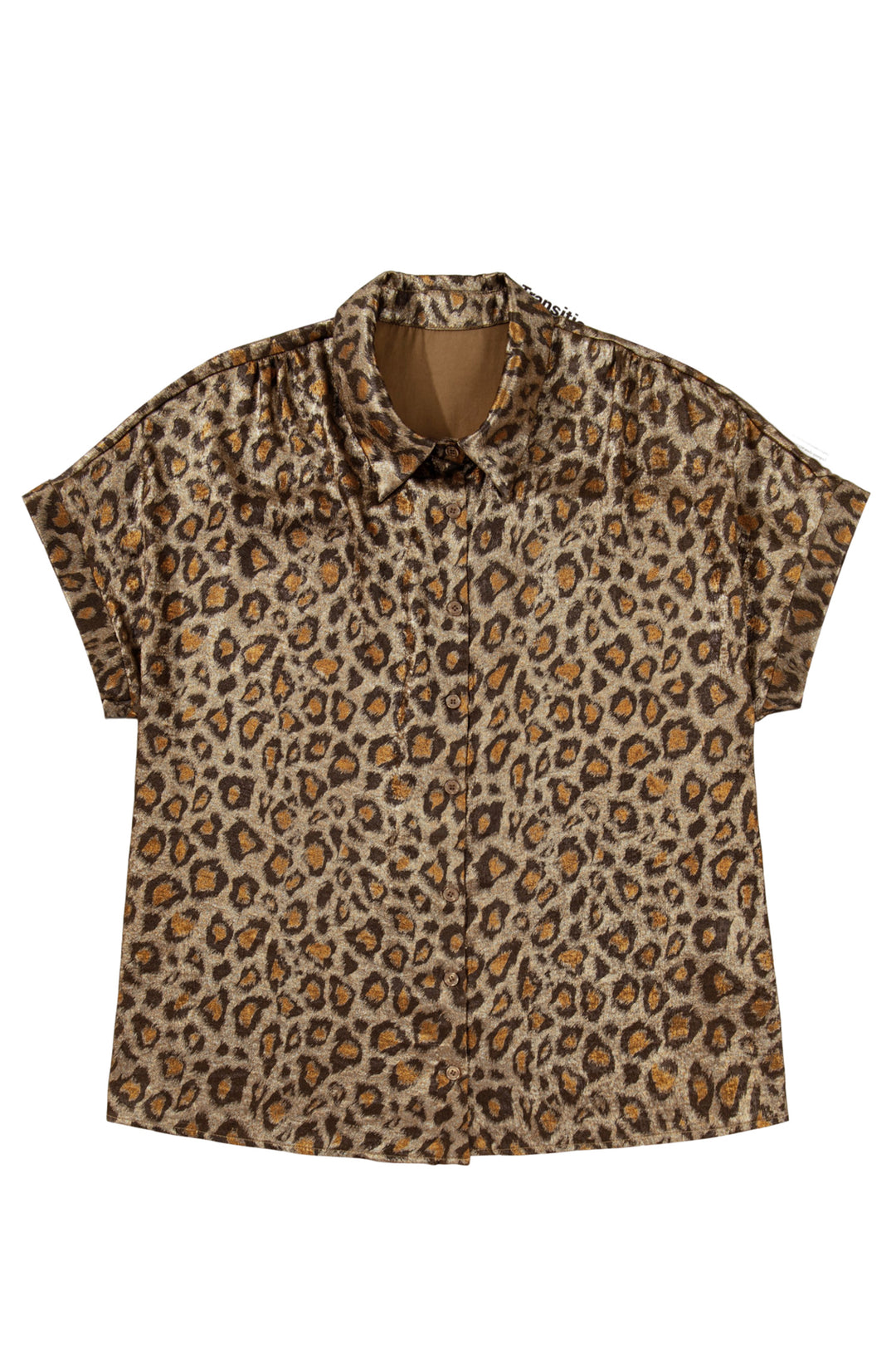 Gold Plus Size Leopard Print Short Sleeve Dolman Shirt