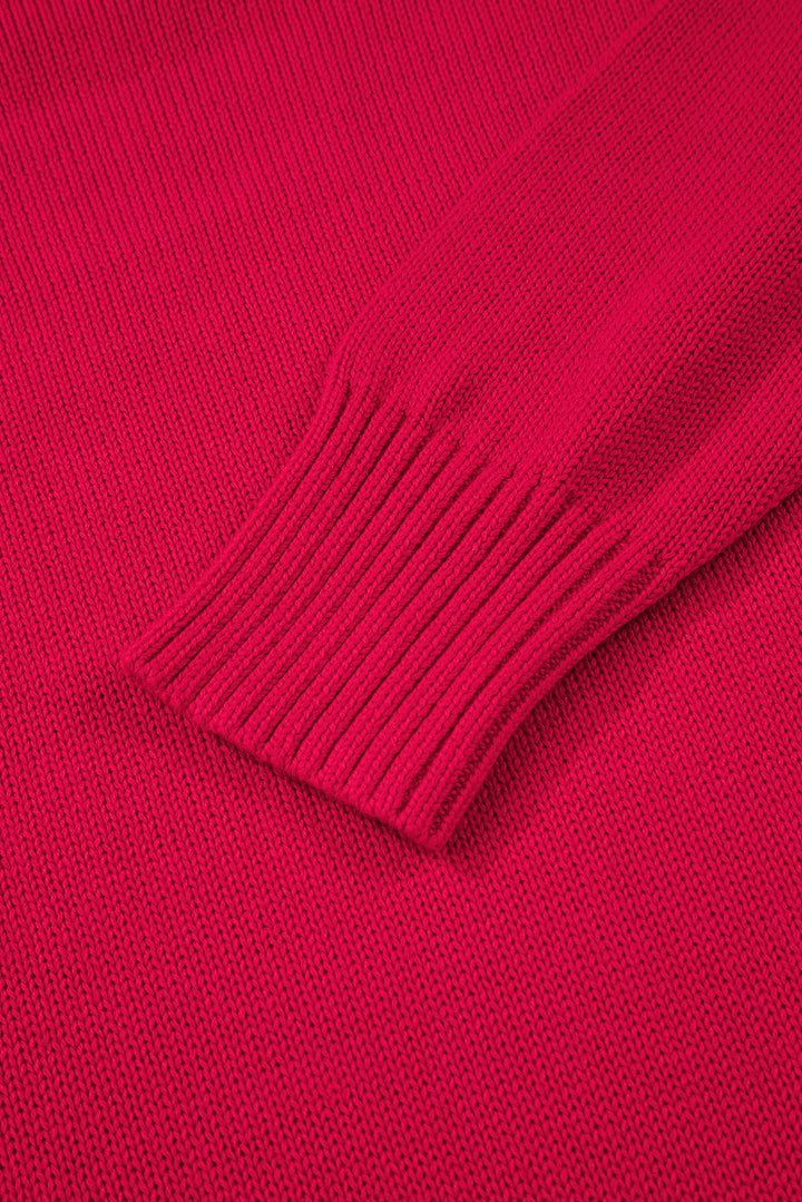 Fiery Red MERRY Letter Pattern Christmas Holiday Baggy Sweater