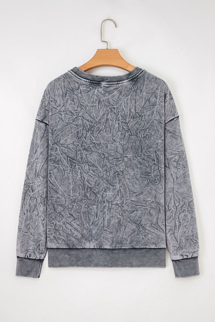 saved by grace Letter Embroidery Mineral Wash Loose Sweatshirt