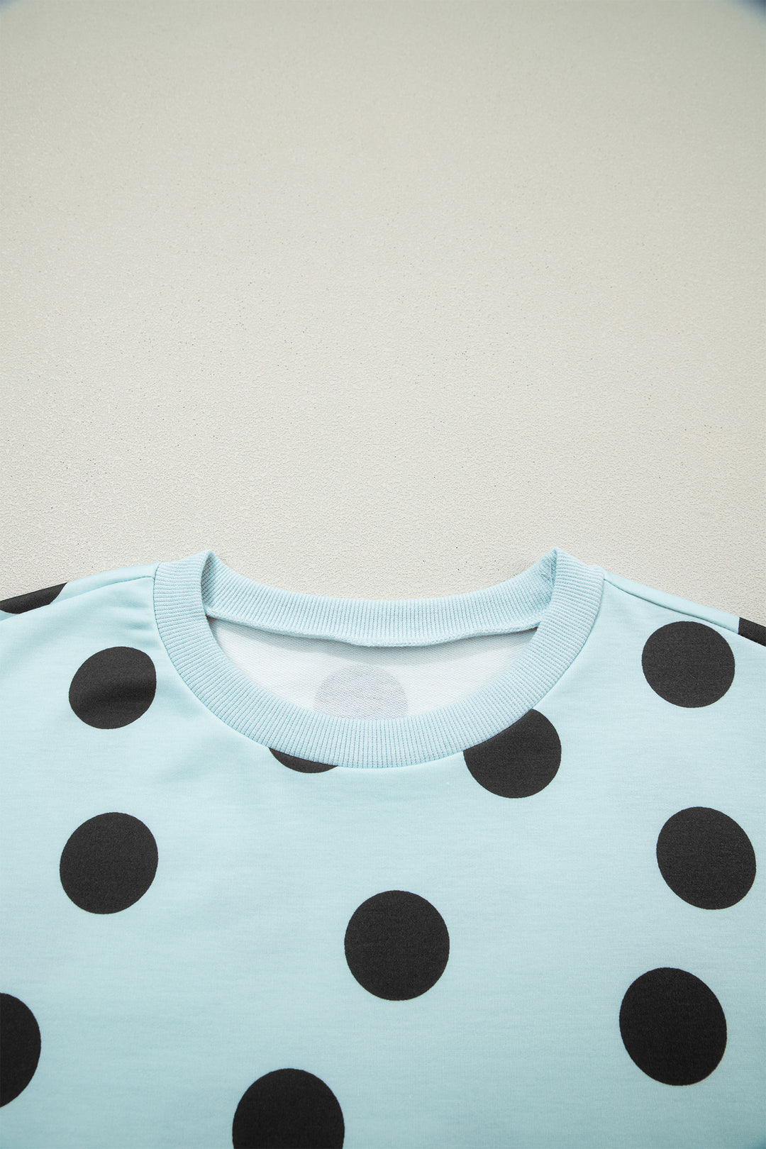 Polka Dot Short Sleeve Top Casual Skort 2pcs Outfit