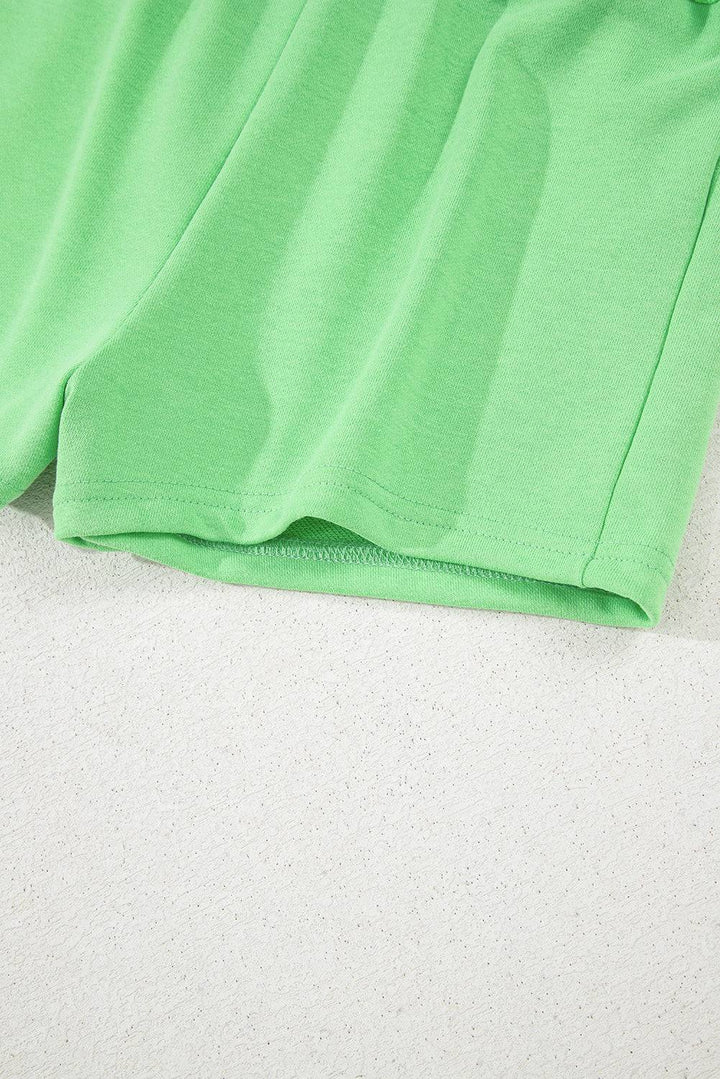 Interior stitching and hem detail of light green French Terry mini skort, emphasizing quality and comfort from Faith & Co. Boutique.