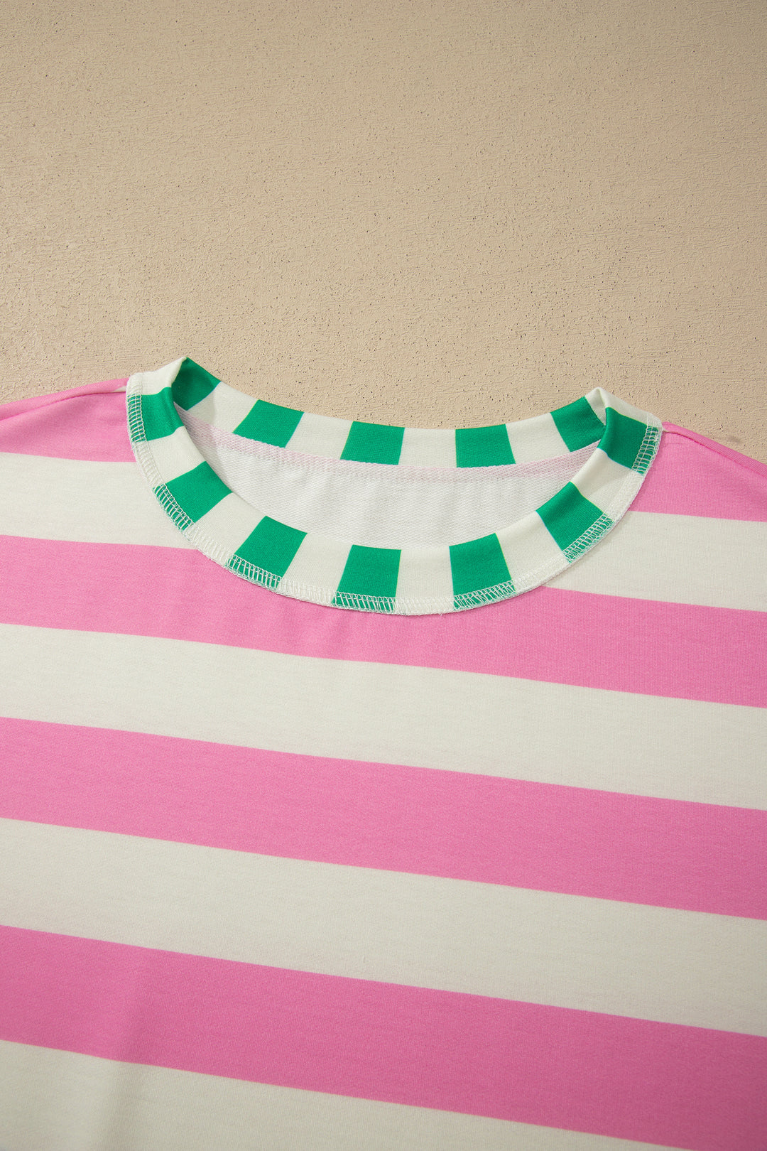 Stripe Exposed Seam Contrast Patchwork Oversized Top