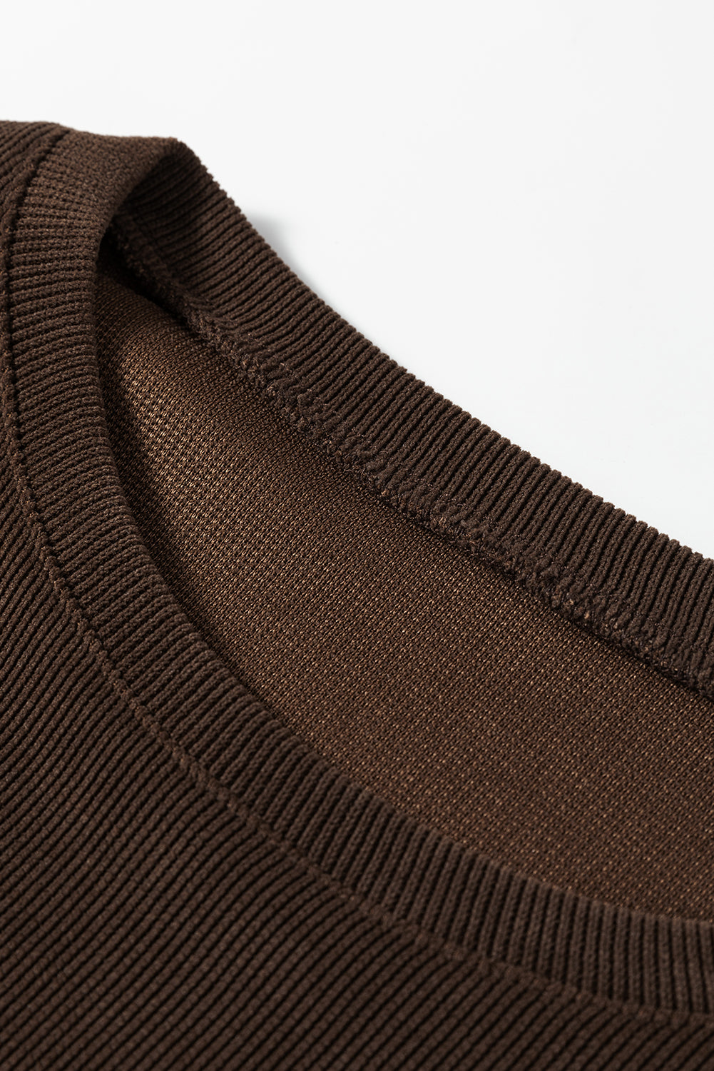 Solid Color Textured Knit Drop Shoulder Pullover Drawstring Shorts Set