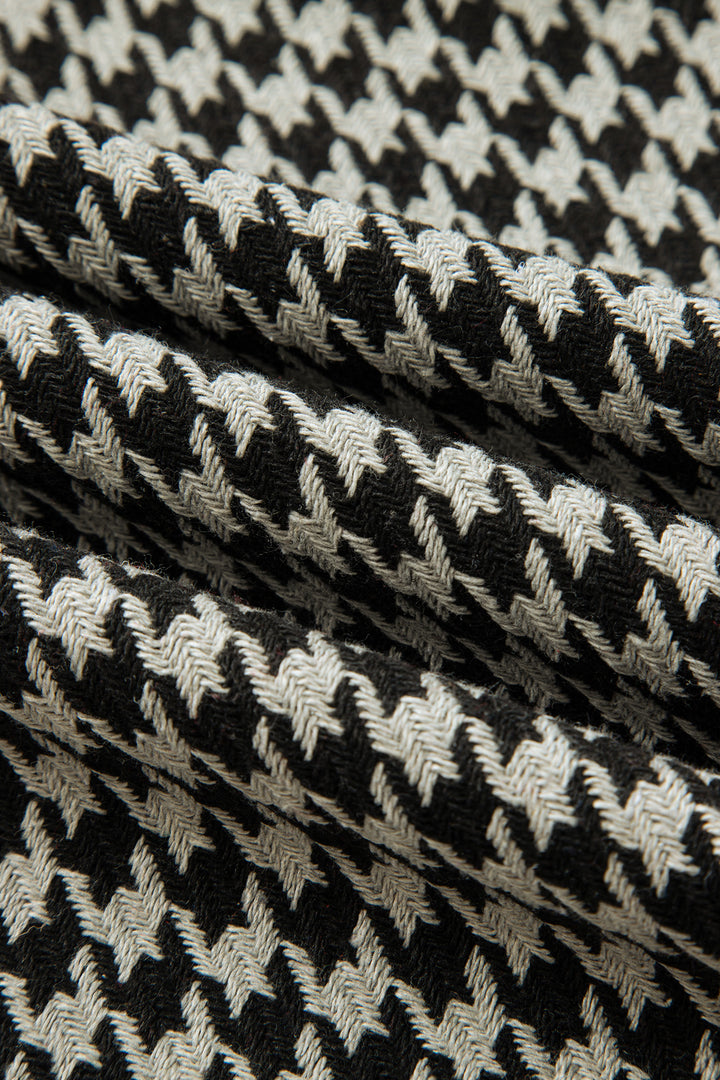 Houndstooth Print V Neck Sleeveless Mini Dress