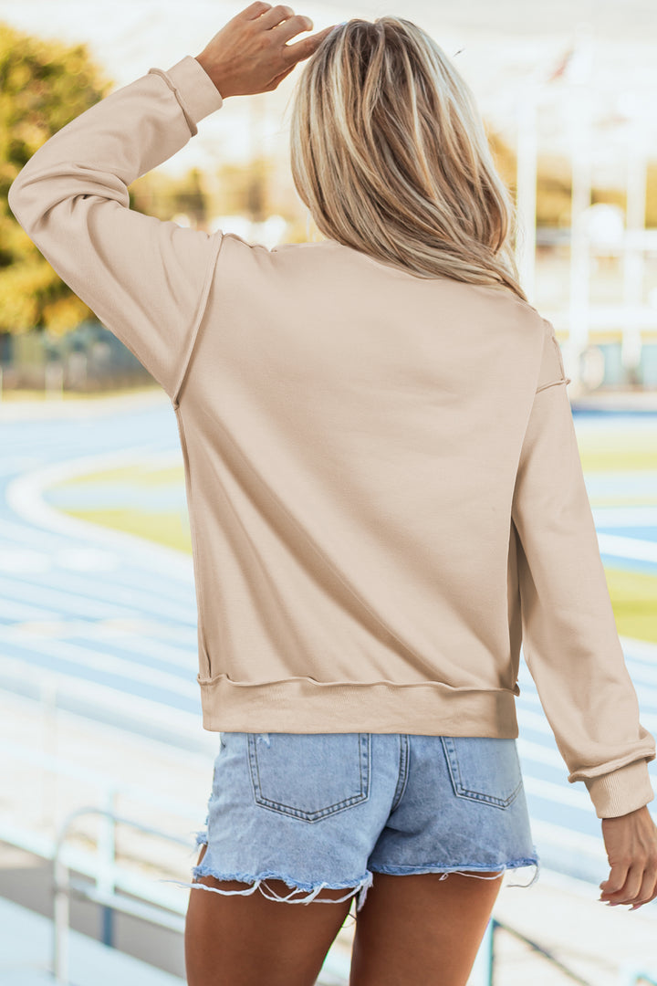 Oversize Drop Shoulder Reversible Mock Neck Sweatshirt