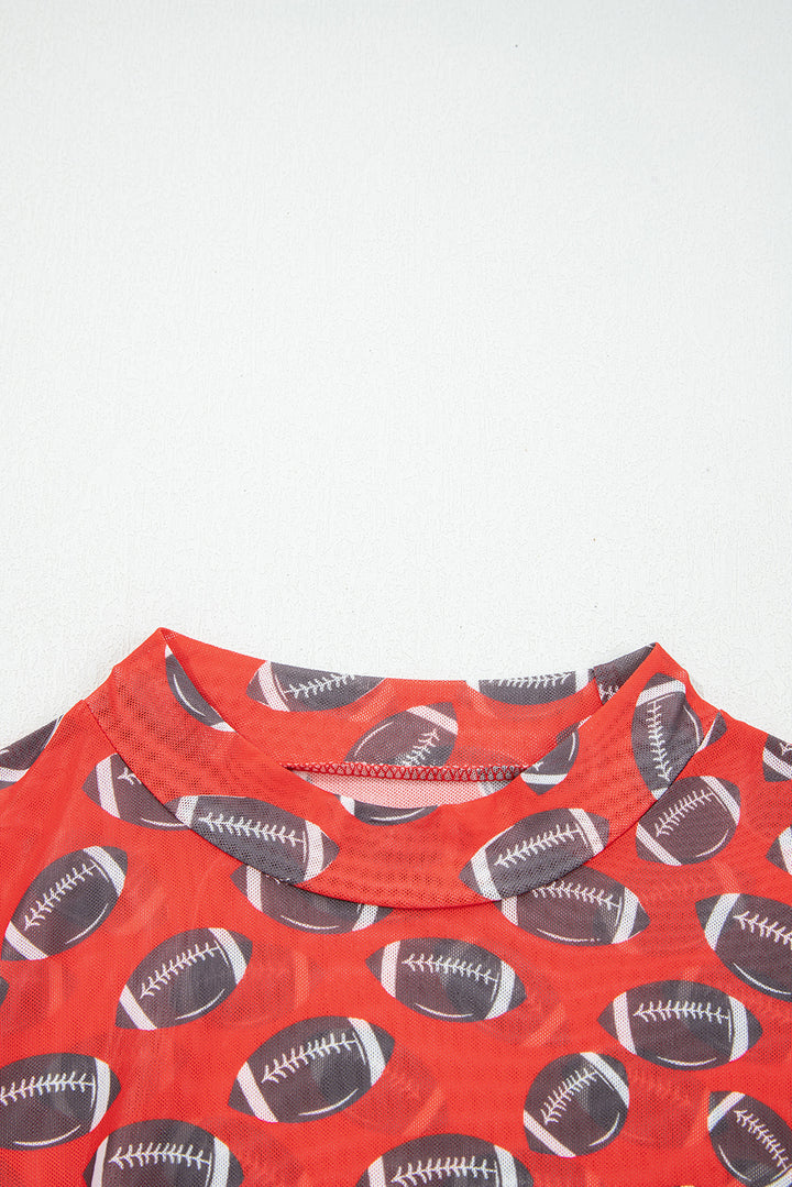 Game Day football Mesh Sheer Long Sleeve Top