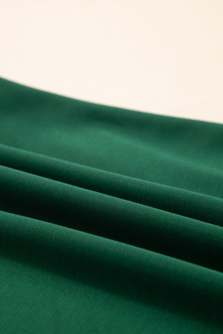 Green Leopard Trim Round Neck Loose T Shirt