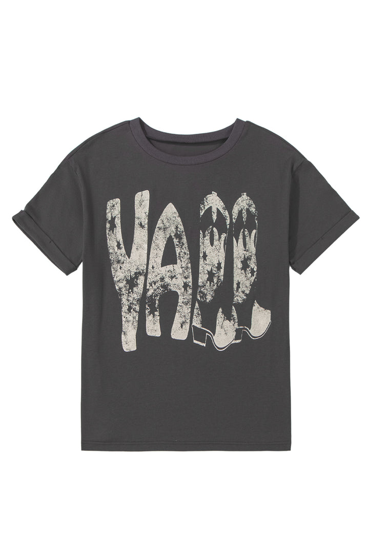 Carbon Grey Vintage Yall Cowboy Boots Graphic Tee
