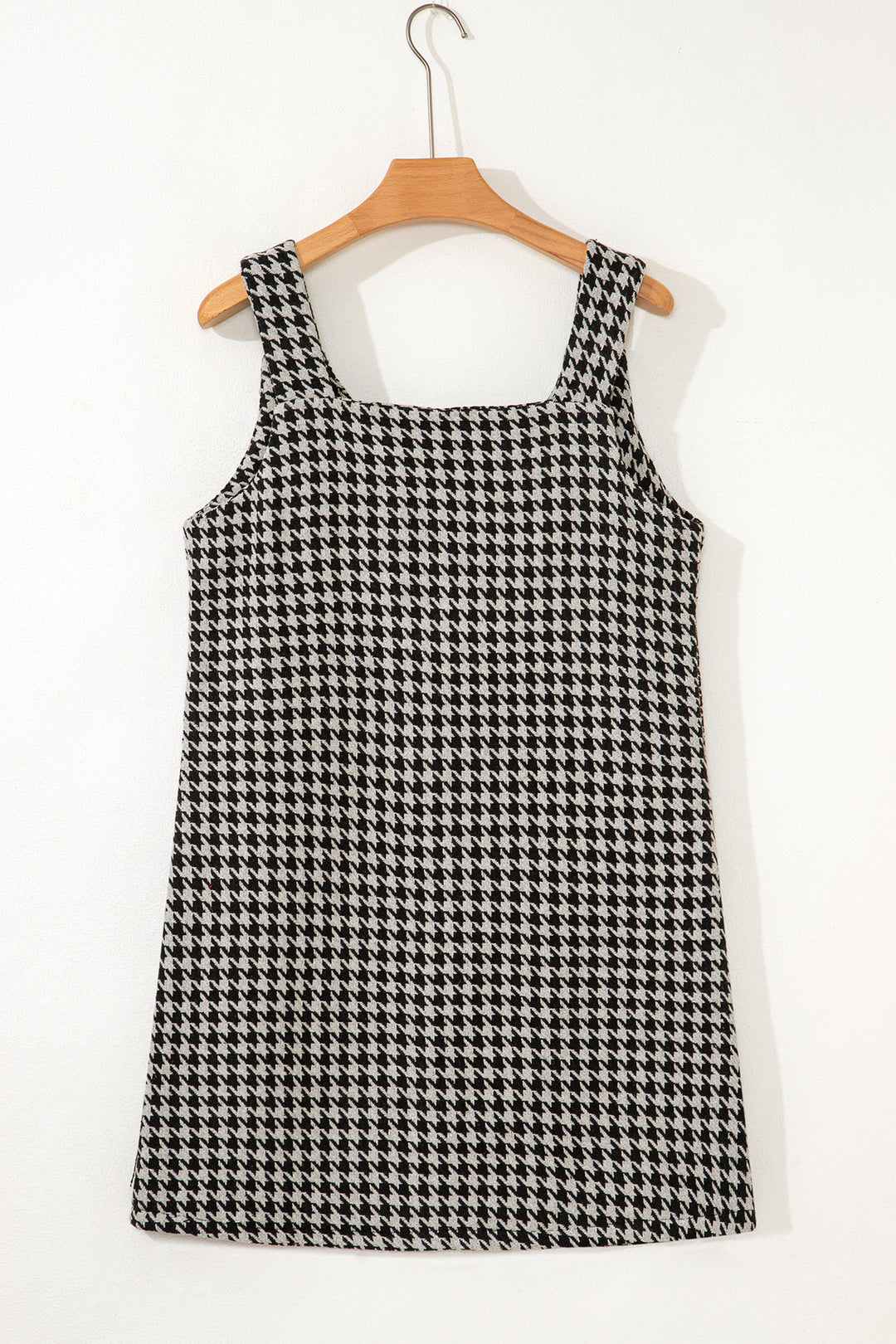 Houndstooth Print V Neck Sleeveless Mini Dress