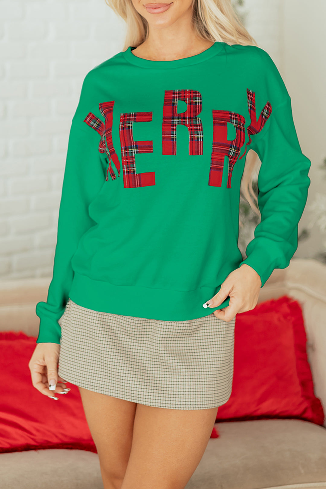 Sea Green Plaid MERRY Christmas Vacation Sweatshirt