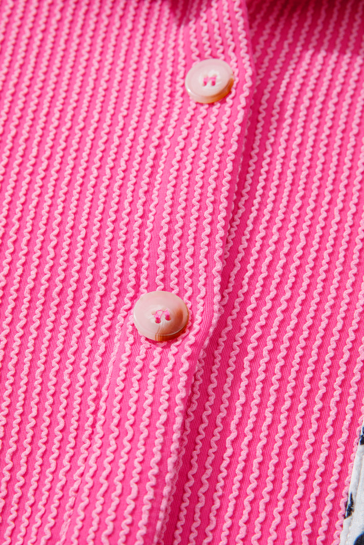 Leopard Patched Twisted Ribbed Western Casual Shacket