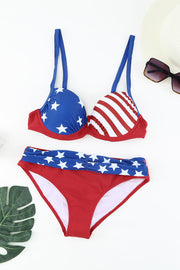 a bikini top with an american flag pattern