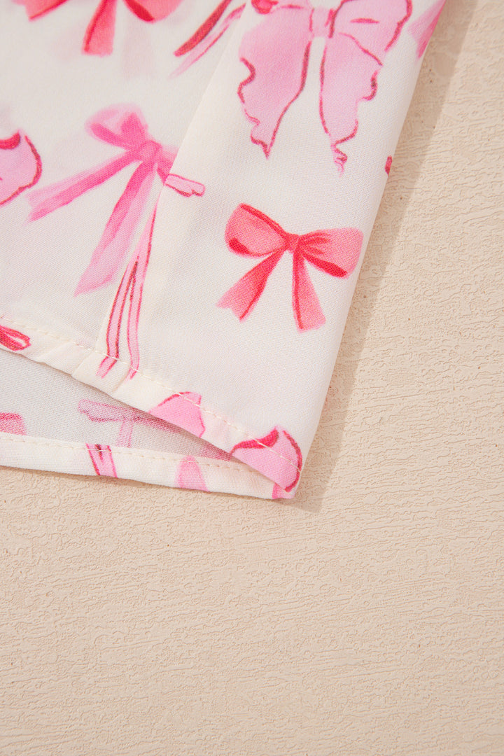 Pink Full Zip Cinched Waist Sleeveless Bow Mini Dress