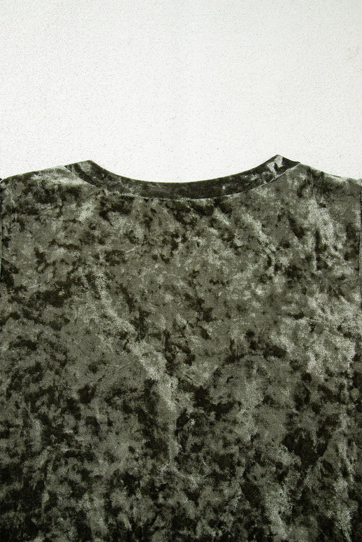 Plus Size Velvet Babydoll Mini Dress with Puff Sleeve