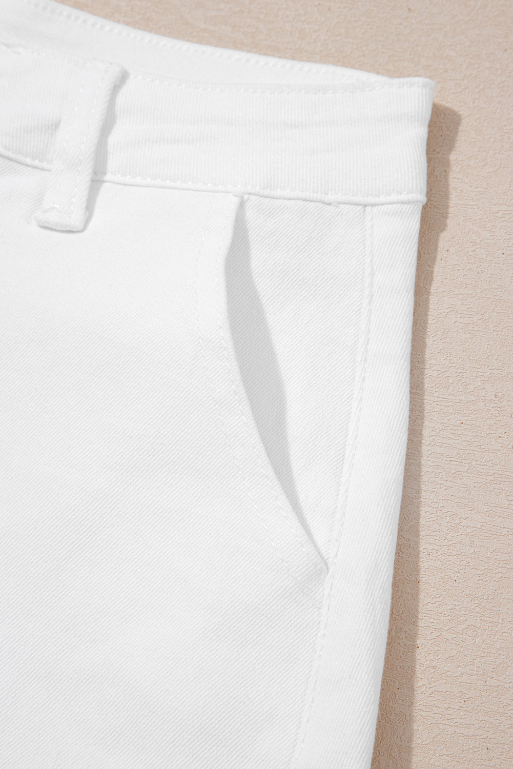 White Scalloped Hemline Acid Wash High Waist Denim Shorts