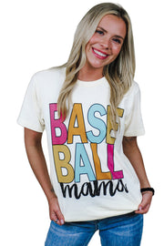 a woman wearing a t - shirt that says base ball mamas