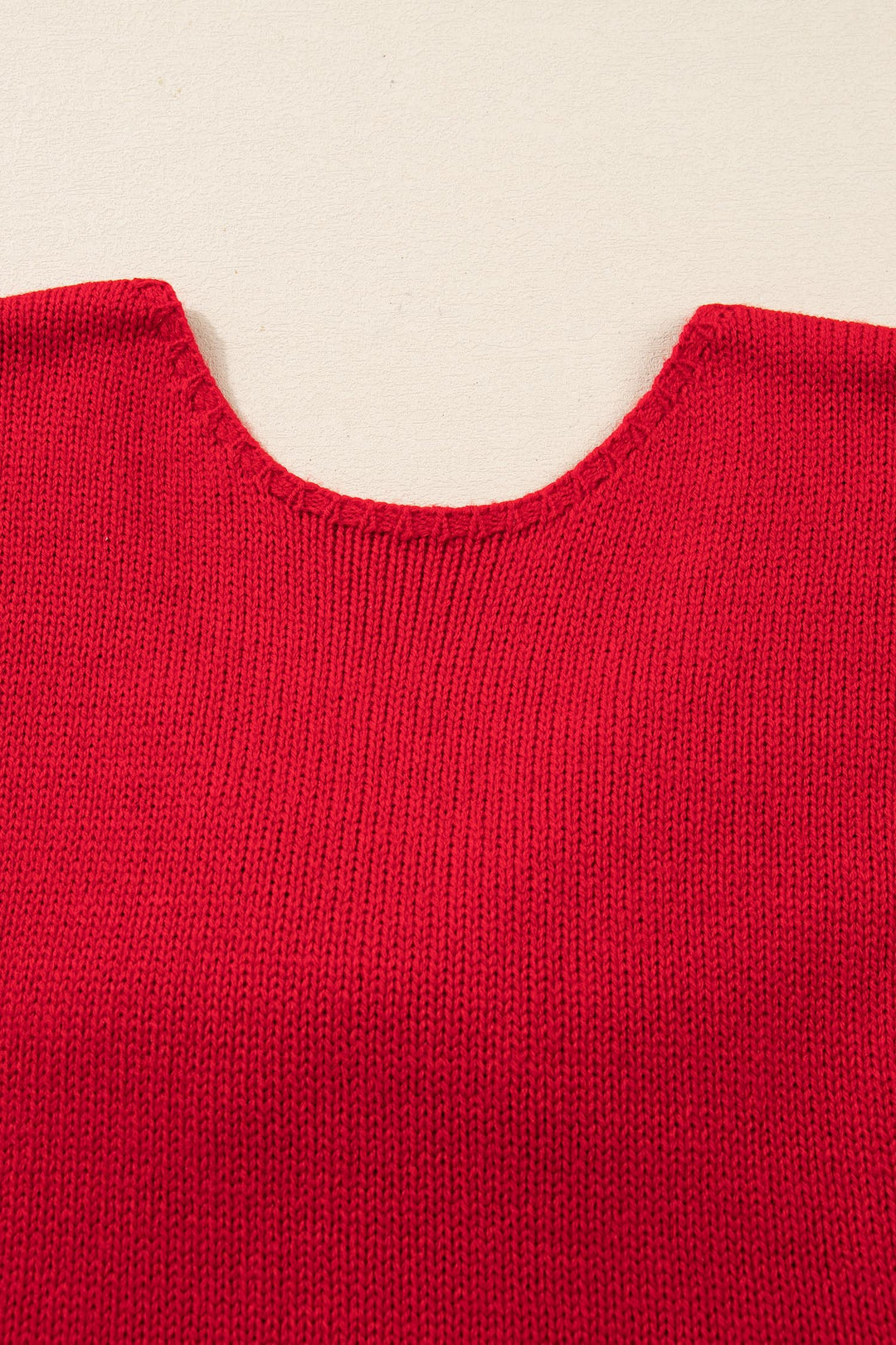 Fiery Red Festive Bow Backless Bubble Sleeve Sweater