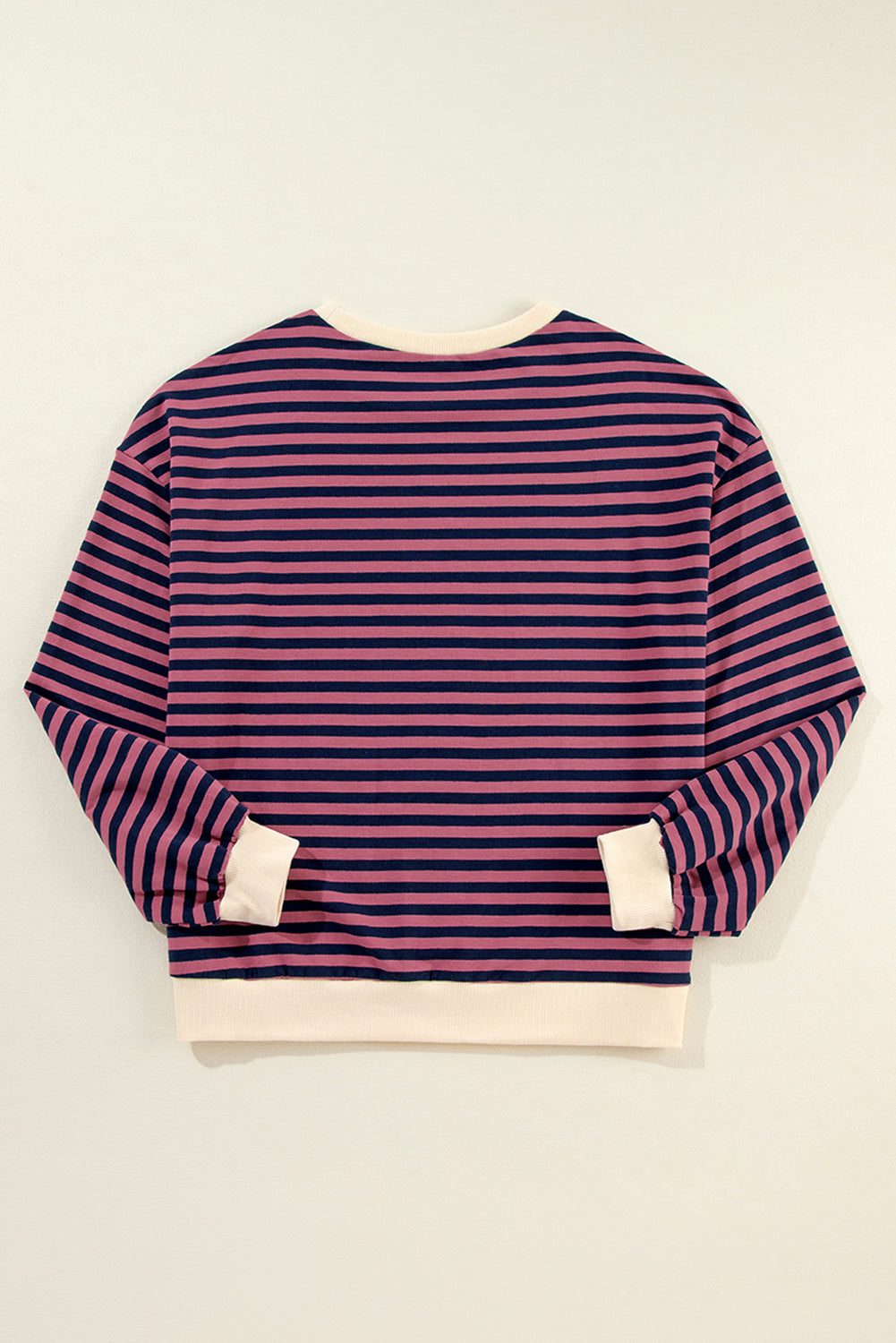 Stripe Oversized Contrast Trim Pullover Sweatshirt