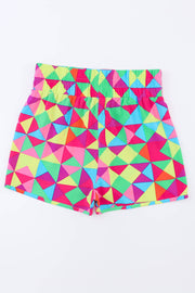 Color Block Elastic Waist Shorts -