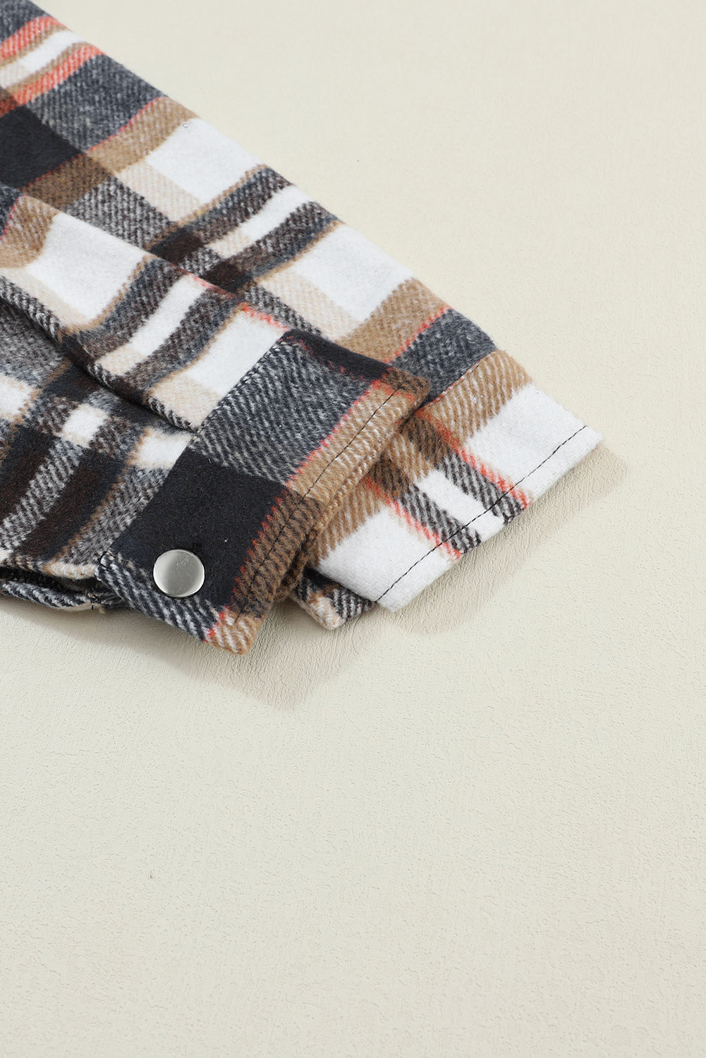 Geometric Plaid Print Pocketed Shacket