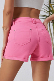 Pink Ashlee High Waisted Denim Shorts -