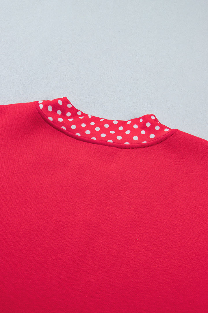 Colorblock Polka Dot Contrast Trim Oversized Sweatshirt