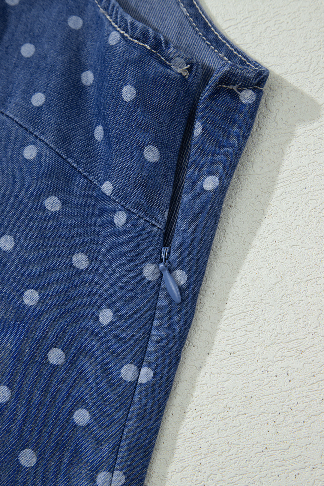 Blue Polka Dot Ruffle Hem Sleeveless Shift Dress Mini Vacation