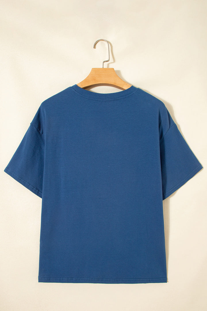 Color Block Chest Pocket Patched Casual Short Sleeve Top