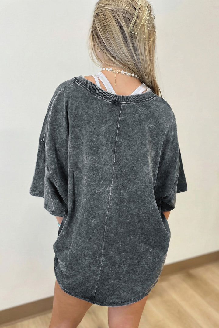 Solid Color Cotton Mineral Washed Oversize Tee