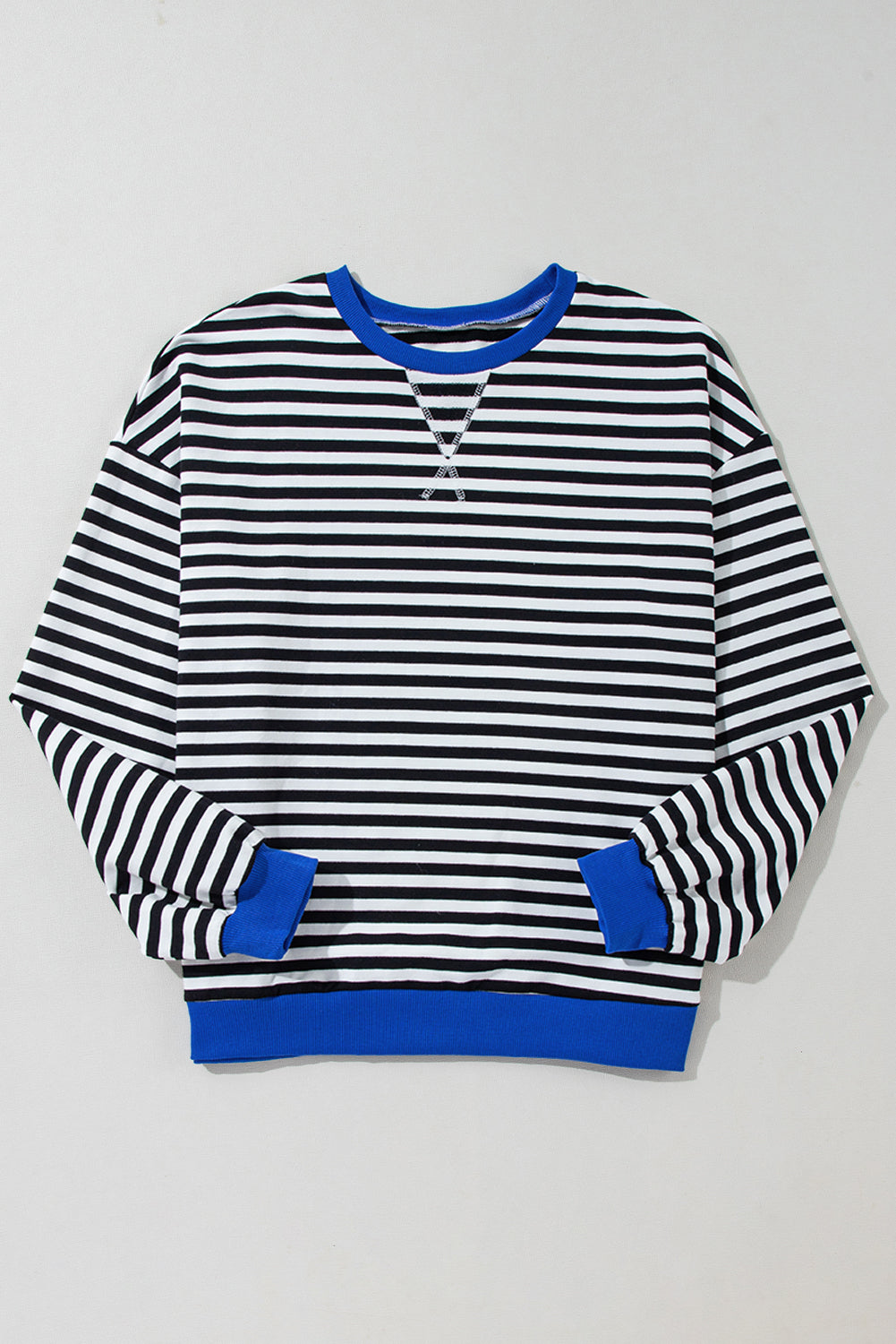 Stripe Oversized Contrast Trim Pullover Sweatshirt