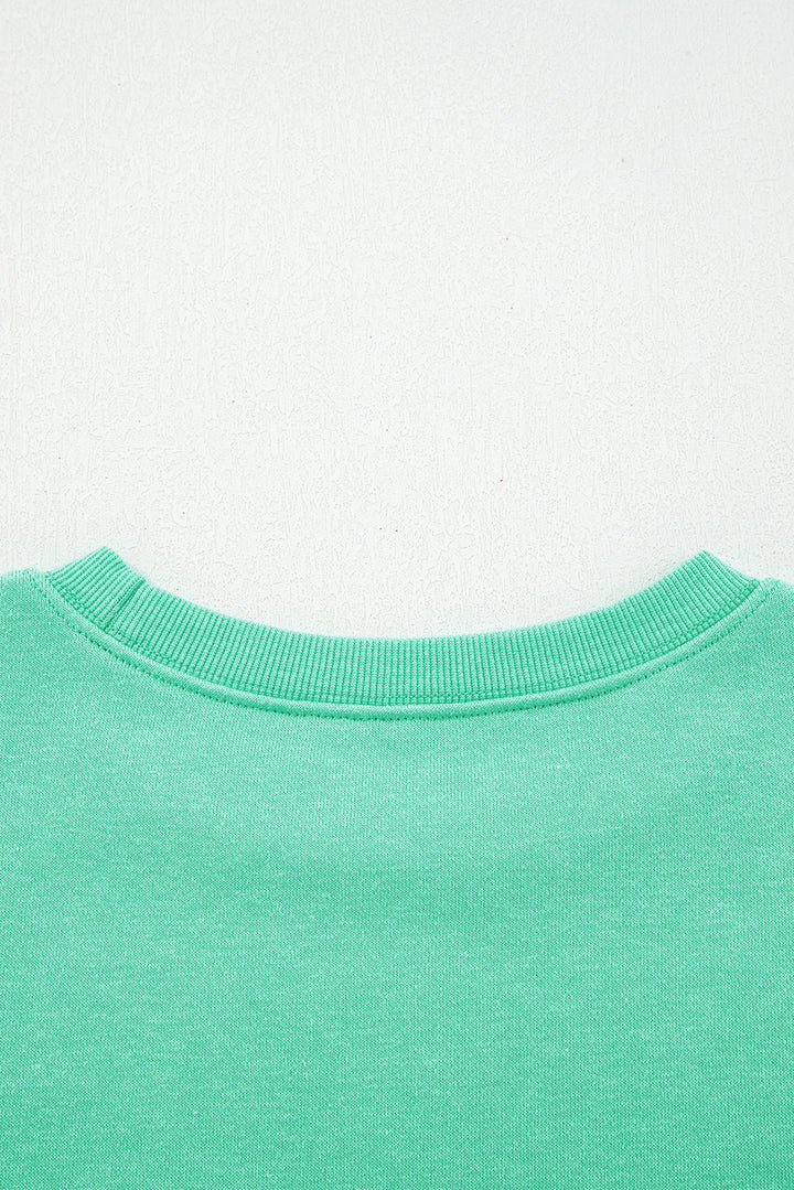 Aruba Blue Cute Halloween Ghost Embroidered Casual Sweatshirt